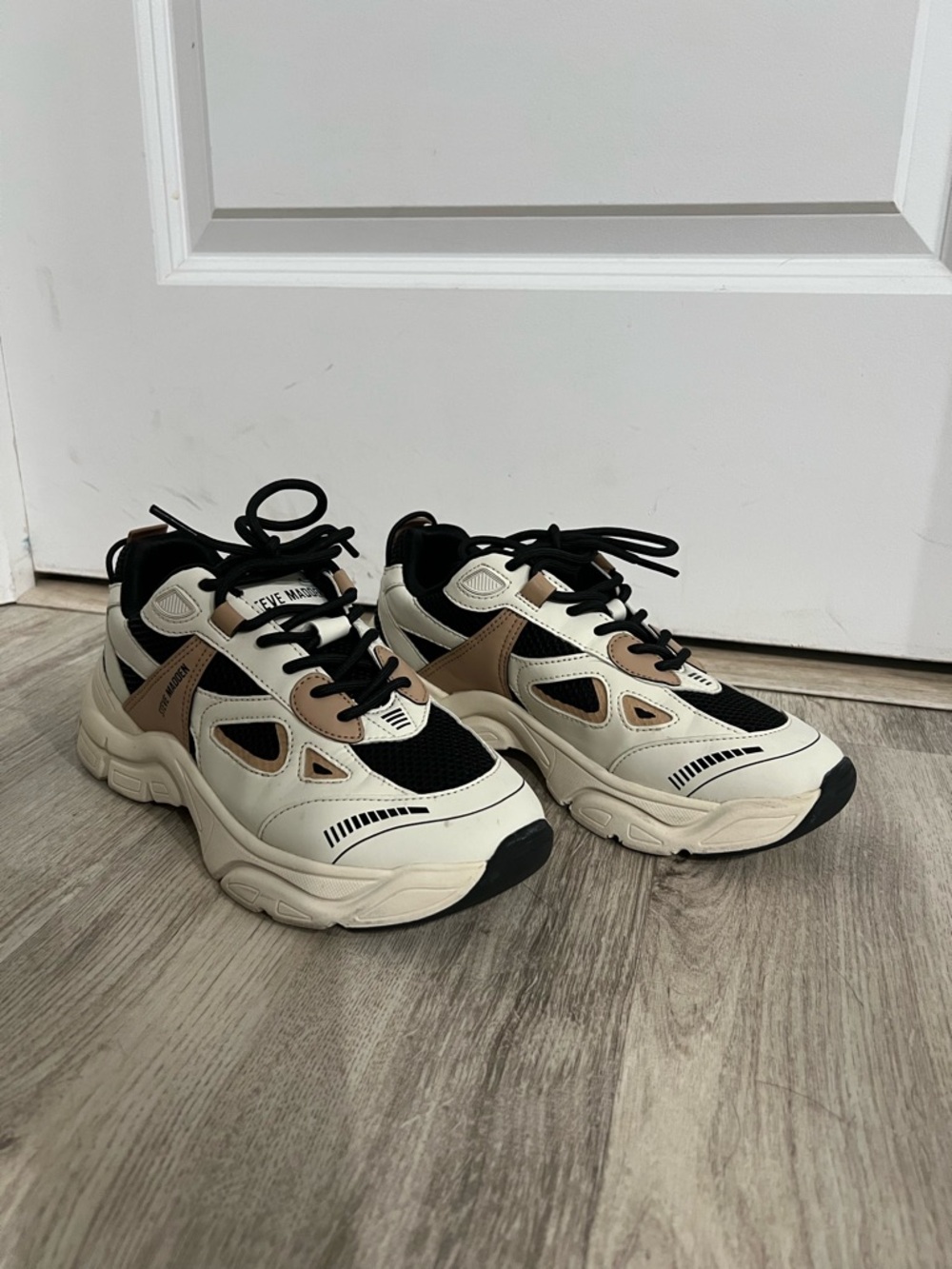 Steve Madden Sneakers - Ivory and Black with Tan Accents
